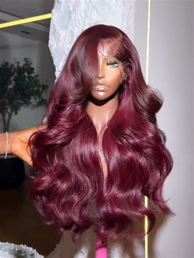 Sleek. Shiny. Layer. That’s it. That’s the sweet🍒 Hair: Dark Burgundy Layered Cut Loose Wave Glueless Wig #tinashehair #wigforbeginner #wigtutorial #humanhairwig #preeverythingwig #beginnerfriendly #humanhair #naturalhair #bouncycurls #gluelesswig #layers #hdlace #hairstyle #burgundyhair