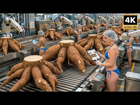 Inside the Factory: China’s Giant Cassava Flour Process (Full Process)