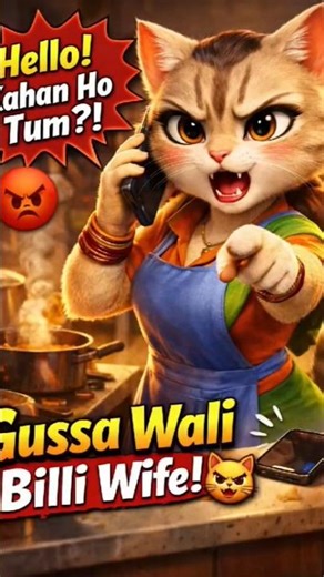 Gussa Wali Billi Wife 😾📞 #animatedcartoon #cartoon ‪@funnycartoonjunction1‬