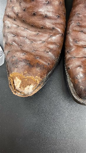 Repaired the toe tips and leather straps on these boots 👢🤠#shoerepair #shoerescuesavingsoles #shoedoctor #brokenshoe #boots #country #repair #reuse