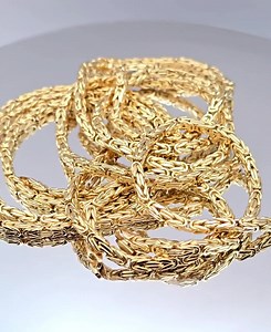 18K Solid Gold Byzantine Chain Necklace or Bracelet Set (3.5MM Thick) - Unisex - Etsy
