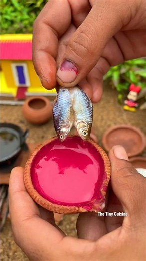 Cooking Mini Blue fish recipe 😜 #shorts #ytshorts #fish #miniature #viral #viralvideo