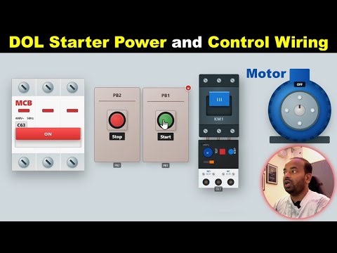 DOL Starter Power and Control Wiring Full Concept Explained ‪@ElectricalTechnician‬