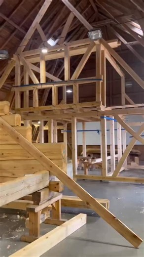 An insight in the timber frame structure (part of a bigger frame) created with hand tools in our 10 day carpentry course. #northmenguild #northmencourses #carpentrycourses | Northmen