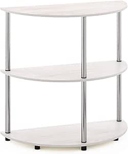 Furinno Frans Turn-N Half Round Console Table with Stainless Steel Tubes, White Oak, 15.6D x 31.1W x 30.8H in