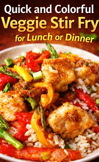 Quick and colorful veggie stir fry for lunch or dinner