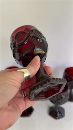Vintage Avon 1876 Cape Cod Ruby Red Small Wine Goblets – Set of 6, Gothic Decor Glassware, Goth Wedding Stemware