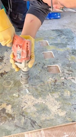 Precision Core Drilling Process on Ceramic Surface Using Electric Drill Tool #shorts