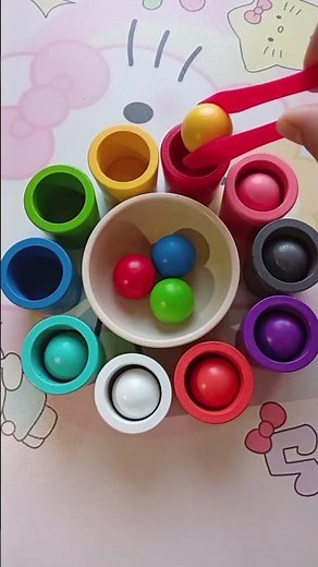 🌈 Satisfying Color Sorting Game With Wooden Balls And Cups | Fun Montessori Toy Learning For Kids