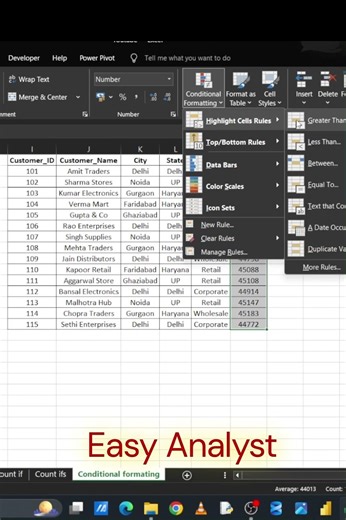 Part 1 Conditional formatting in excel #conditioning #conditionalformatting #excel #dataanalytics