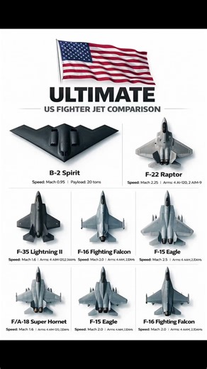 US Military Fighter Jets Comparison | Stealth Power ⚡ #FighterJets #MilitaryTech #Aviation #f35