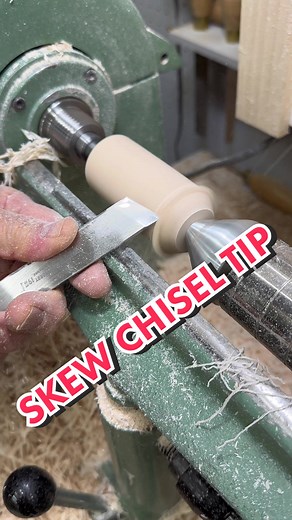 Turning your skew chisel around can help you quickly work through harder material. #tipoftheweek #woodworking #woodturning #chisel #handtoolwoodworking #woodtok #foryou