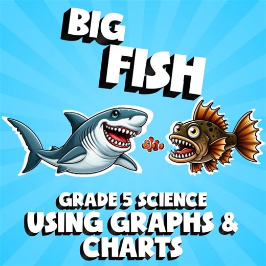 Using Graphs & Charts BIG FISH Science Game - Grade 5 No Prep Review