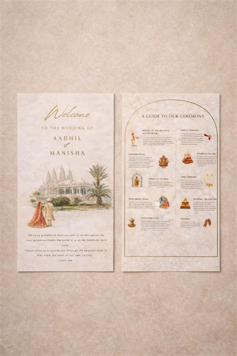 Hindu Wedding Program Template | Watercolor Ceremony Guide (digital Download) - Etsy UK