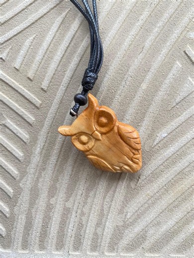 Hand-carved Wood Owl Pendant: Indonesian Necklace - Etsy