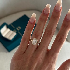 3 Carat Elongated Cushion E VS1 Lab Grown Diamond Bezel Set Ring / Delicate Split Shank Engagement Ring / Elongated Diamond Art Deco Design - Etsy