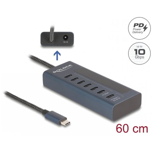 DeLock 64288 Hub 7 Θυρών USB 3.2 με σύνδεση USB-C & Power Delivery 64288