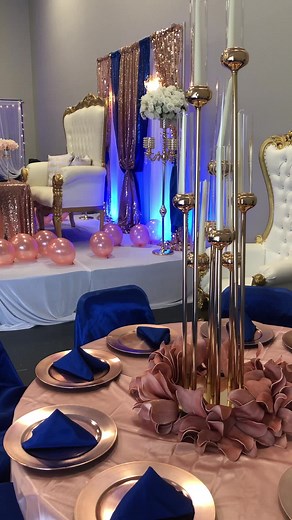 #royalblue #rosegold #events #decor #party #graduation #wedding #reception #farajevents #eventplanner #eventdecorator