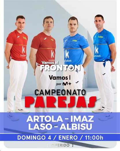Campeonato Parejas 2026. Desde el frontón Atano III de San Sebastián, partido que enfrenta a Artola - Imaz vs. Laso - Albisu. | Frontón