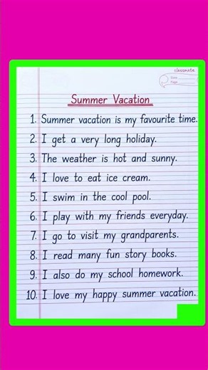 10 lines on summer vacation in english/summer vacation essay in english/paragraph on summer vacation