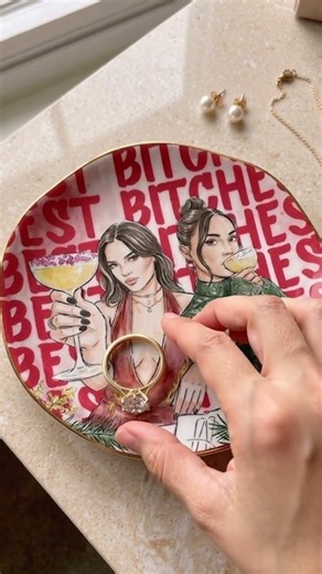 Turn Your Photo Into Watercolor Art - Best B*Tches Friendship Gifts - Personalized Jewelry Dish