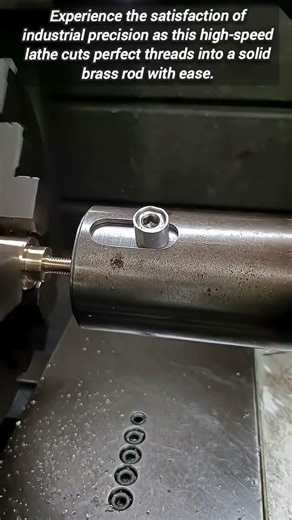 High Speed Lathe Operation Creating Precision Threaded Brass Rods