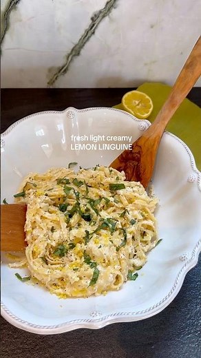 CREAMY lemon linguine🍋 20 minutes to make, and a perfect summer pasta dish 🍝