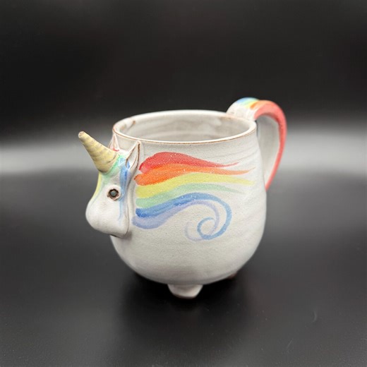 Vintage Mudworks Pottery Unicorn Mug – Elwood Rainbow Unicorn Stoneware, Hand-thrown Folk Art - Etsy