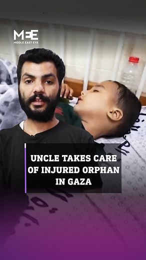 “Ahmed is totally traumatised.” Ibraheem Abu Amsha is taking care of his three-year-old nephew, Ahmed Shabat, who lost his parents and grandparents in an Israeli airstrike that hit his home in Beit Hanoun, before losing both his legs in another airstrike on the Nuseirat camp. He said his nephew is “psychologically devastated” after surviving three missile attacks. Ahmed is currently undergoing treatment in Al-Aqsa Hospital in Deir Al Balah following his surgery. | Middle East Eye