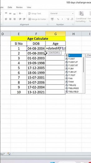 Excel Me Date of Birth Kaise Nikale | Excel Trick #shorts