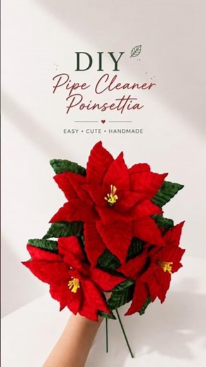DIY Pipe Cleaner Poinsettia ❤️ Easy Christmas Flower Tutorial #shorts #pipecleanercraft