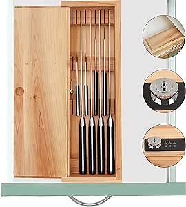 Amazon.com: Amcortn Knife Lock Box - Kitchen Knife Storage Box, Kids Safe In Drawer Knife Block, Wooden Sharp Knives Holder & Organizer, Multi Purpose Lock Box, Knife Storage Alternative (Knives Not Included) : Home & Kitchen
