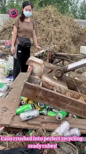 Aluminum Can Crusher Turns Trash Into Perfect Cubes! ♻️✨