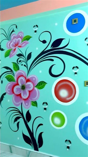 Flowers 🌸wall painting 3d art design ideas #shorts #trending #painting