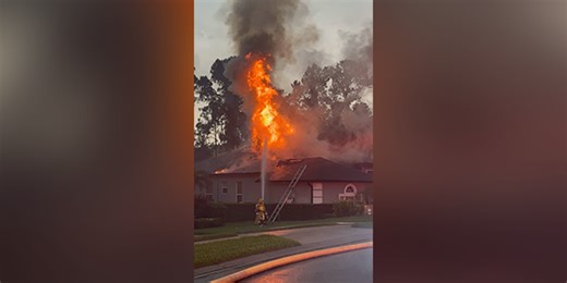 Watch: Massive fire breaks out at Florida home after lightning strike