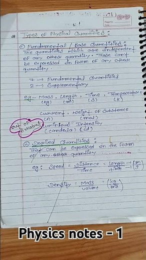 Class 11 Physics, Chapter - 1 Units and Dimensions handwritten notes, CBSE | JEE | NEET | NCERT...!