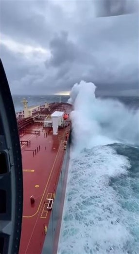 Helicopter Over 90ft Storm Impact! 🌊😱 #ship #ocean
