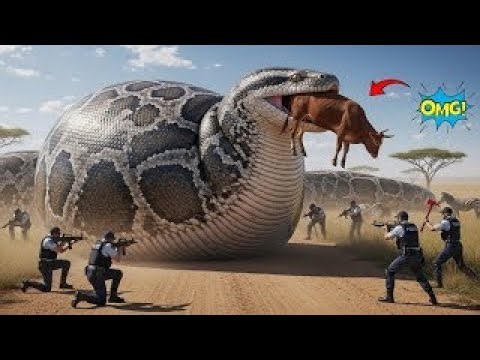 Heartbreaking Attack! Heroic Rescue Team Save Cow From Giant Python! 🥹🐍