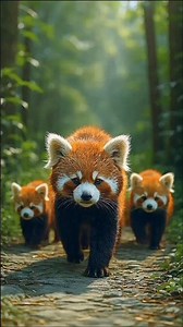 “Red Panda With 2 Babies Walking in Jungle 🐼🌿 | Most Adorable Wildlife Moment!”