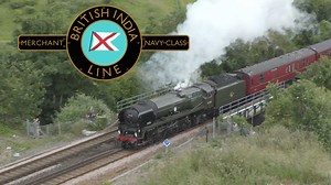 Mighty Merchant On Friday 9th July Rebuilt Merchant Navy No.35018 'British India Line' headed the 54th anniversary railtour, commemorating the end of Southern steam. In this video, we see the return run of the tour. Firstly starting at Bincombe tunnels where the steep 1in50 incline calls for power from both the locomotive and assisting vintage class 47 No.47245. Next we head to the historic railway town of Eastleigh, and with the old works in the background, 35018 powers up the fast line with it