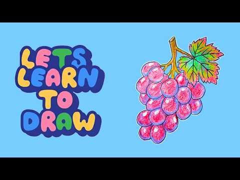 How to Draw Grapes 🍇 | Easy Step-by-Step Fruit Drawing for Kids | A–Z Art Tutorials