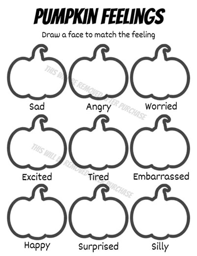 Pumpkin Emotions Activity | Emotion Identification Worksheet for Kids Fall SEL