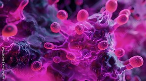 Closeup view of T lymphocytes undergoing clonal expansion multiplying to create an army of immune cells.