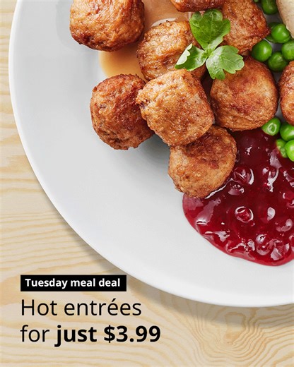 77K views · 107 reactions | Come get this deal while it’s hot. IKEA Family members eat for $3.99 on Tuesdays. Discover more daily meal deals at: https://bit.ly/3Uq5CEP | IKEA | Facebook