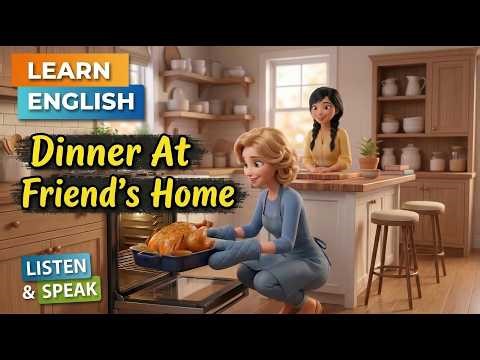 Learn English Conversation Speaking Practice: Visiting a Friend's Home For Dinner
