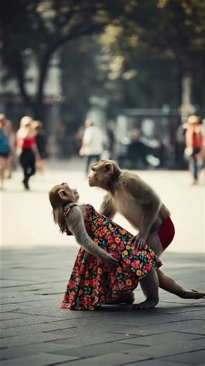 A monkey dancing with her wife