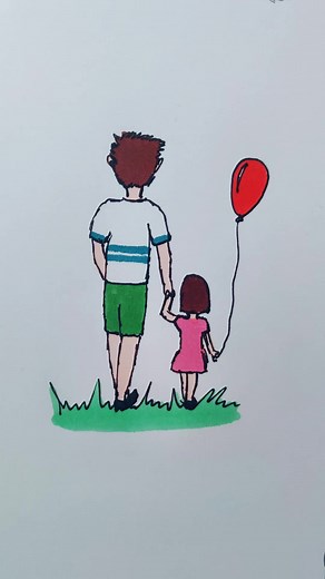 Dibujo fácil de papá e hija: Tutorial paso a paso