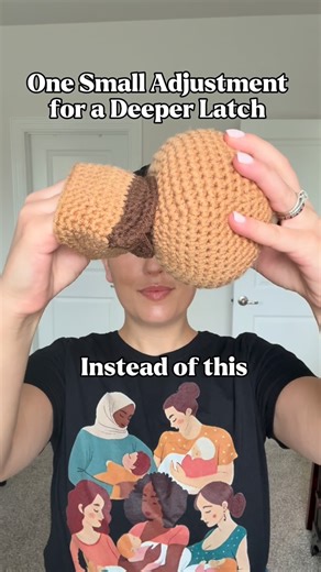 Quinn, CLC on Instagram: "When the nipple is placed directly across from the mouth, babies tend to latch onto just the tip of the nipple, causing discomfort & inefficient milk transfer. Instead, you want to bring your baby to the breast with the nipple across from the nose. This slight adjustment encourages your baby to tilt their head back, open wide, and take in more of the breast, leading to a deeper, more comfortable latch and better milk removal. Struggling with a shallow latch? Book a free