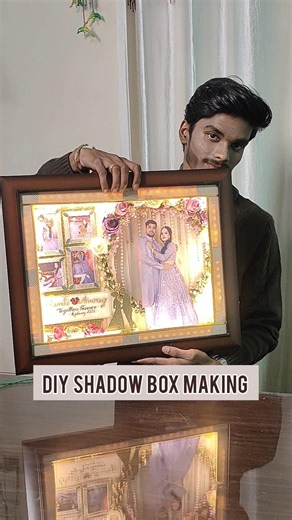 DIY LED Shadow Box Gift making | gift for wedding and anniversaries #shorts #shadowbox
