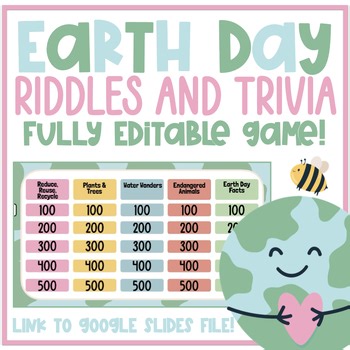 Earth Day Trivia Jeopardy Editable Game | Google Slides | Class Party Games